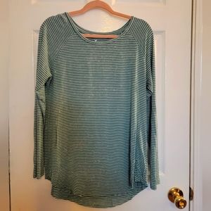 American Eagle green and white striped women's shirt, size large
